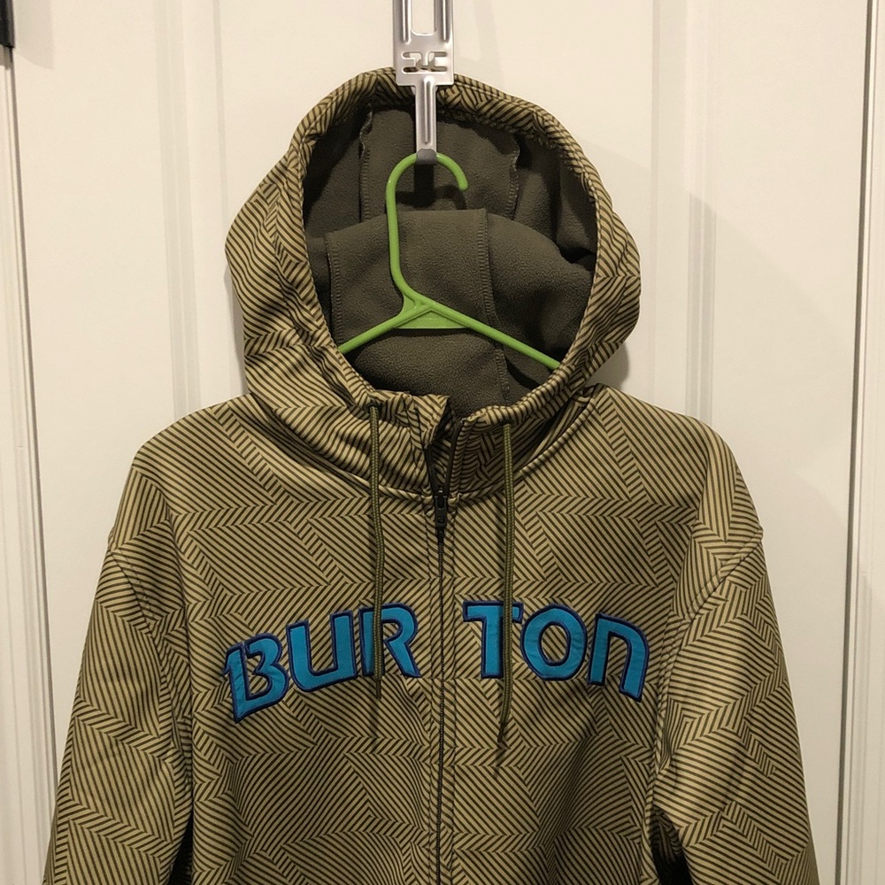Burton Full Zip Adult Large Hoodie Green Striped Hooded Jacket